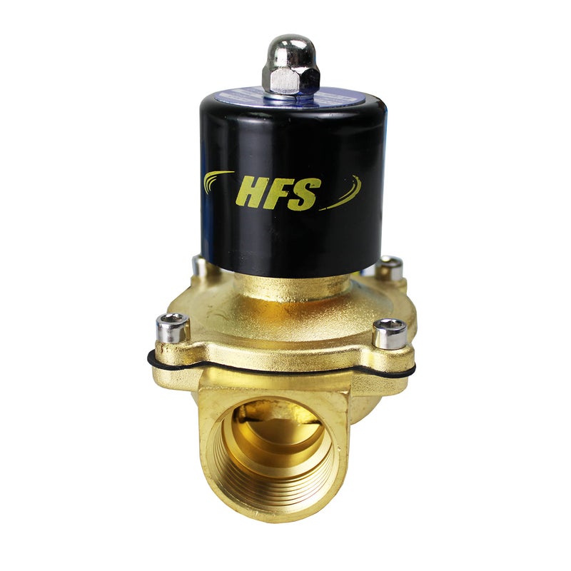 HFS(R) Electric Solenoid Valve Copper Normally Closed for Water Air Gas (12V DC 1IN NPT) - Image 1